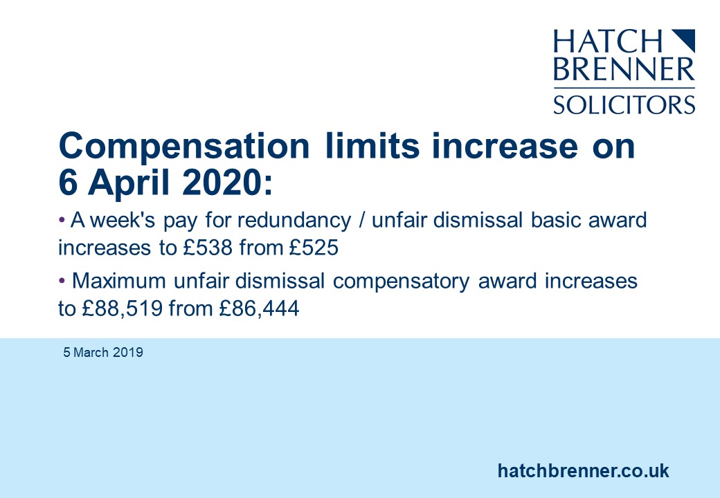 HatchBrenner's tweet photo. The government has announced new limits on certain employment tribunal awards and other amounts payable under employment legislation @carlagowing #EmploymentLaw #Legalupdate #News #Compensation #CompensationLimits https://t.co/ViqNoTCb3c