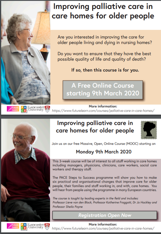 Salid32Salifu's tweet photo. Interested in improving palliative care #hpm in care and nursing homes for older people? Join new free online course starting 9th March 2020 @IOELC @fp7PACE @EAPCvzw @lvdblock  @SheilaPayne1 @LancasterUni @LancsDHR @IrishHospice @TC_Africa @APCAssociation  @UWSoN @UoN_SHS https://t.co/6M4xdiJC7c