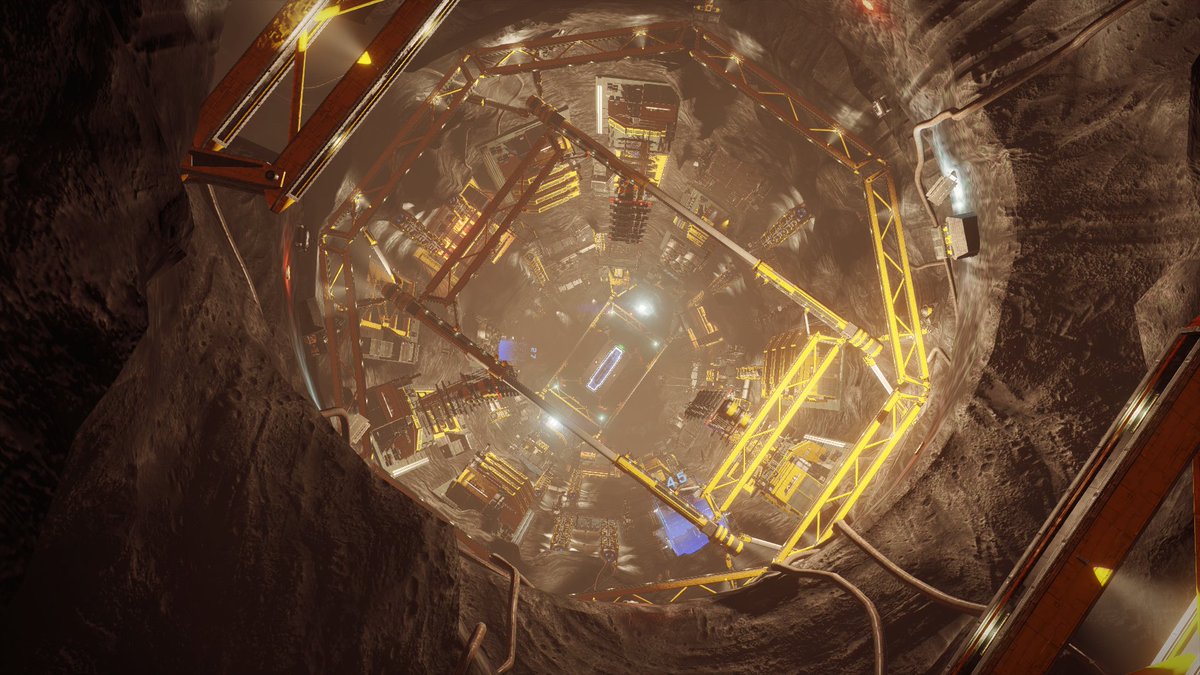 Excelsior_of_UK's tweet photo. What I love about this shot from #hellport is that the camera drone could go all the way into the end cap of the asteroid where excavation was still going on. That made me smile a lot, FDevs. That's immersive. @EliteDangerous https://t.co/YnQjIAVjaw