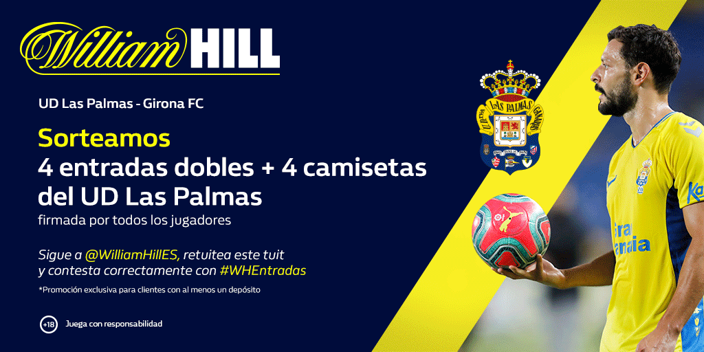 WilliamHillES's tweet photo. 🎟🎟 Sorteamos 4 entradas dobles para el #LasPalmasGirona + 4 camisetas firmadas de la @UDLP_Oficial
✅ Síguenos
🔁 Haz RT
✅ Sé cliente
💬 Responde con #WHEntradas y el nombre del máximo goleador histórico de la UD Las Palmas
⏱ Sorteo: 9/3/20
T&C👉 https://t.co/NFUiF2z4Zb https://t.co/hwB0CUrRU9