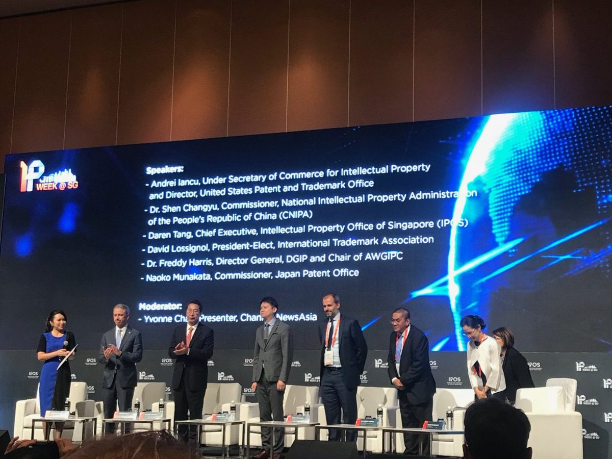 AIpright's tweet photo. Congrats Daren Tang Heng (in the middle) and Singapore.

Singapore’s Daren Tang Heng Shim, backed by United States, to be World Intellectual Property Organisation’s next director general.

#WIPO, #Trademark, #IP https://t.co/gWAujfBL46