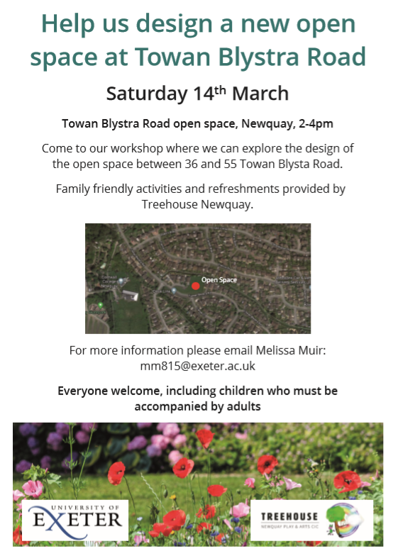 NewquayCN's tweet photo. Come and join us on Saturday 14th March Towan Blystra Road open space 2-4pm to help redesign this community space to make it a more wildlife friendly space https://t.co/GtEGVGkraK