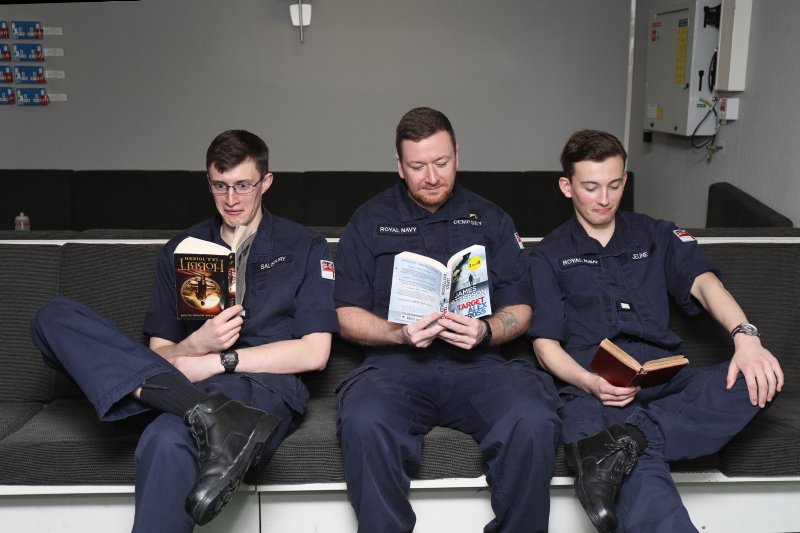 HMSPWLS's tweet photo. It's World Book Day today and some of our Ship's Company are taking part in the Drop Everything and Read campaign. Who said officer cadets can't read! @ReadforGoodUK @ReadingatLLP
#DEARLiverpool #PWLSinLiverpool https://t.co/OZEDr1lqb1