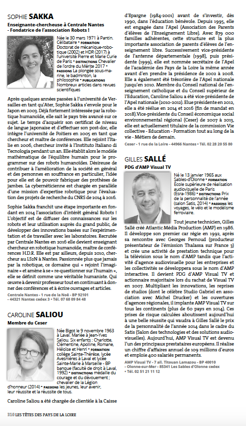 [#Têtes] Nouvelle édition #PaysdelaLoire 2020 - ⤵️ Découvrez le portrait de <a href="/SakkaSophie/">Sophie Sakka</a>, Enseignante-chercheuse à <a href="/CentraleNantes/">Centrale Nantes</a> et fondatrice de <a href="/asso_robots/">association robots</a>  📖  agence-api.ouest-france.fr/shop/produit/31
