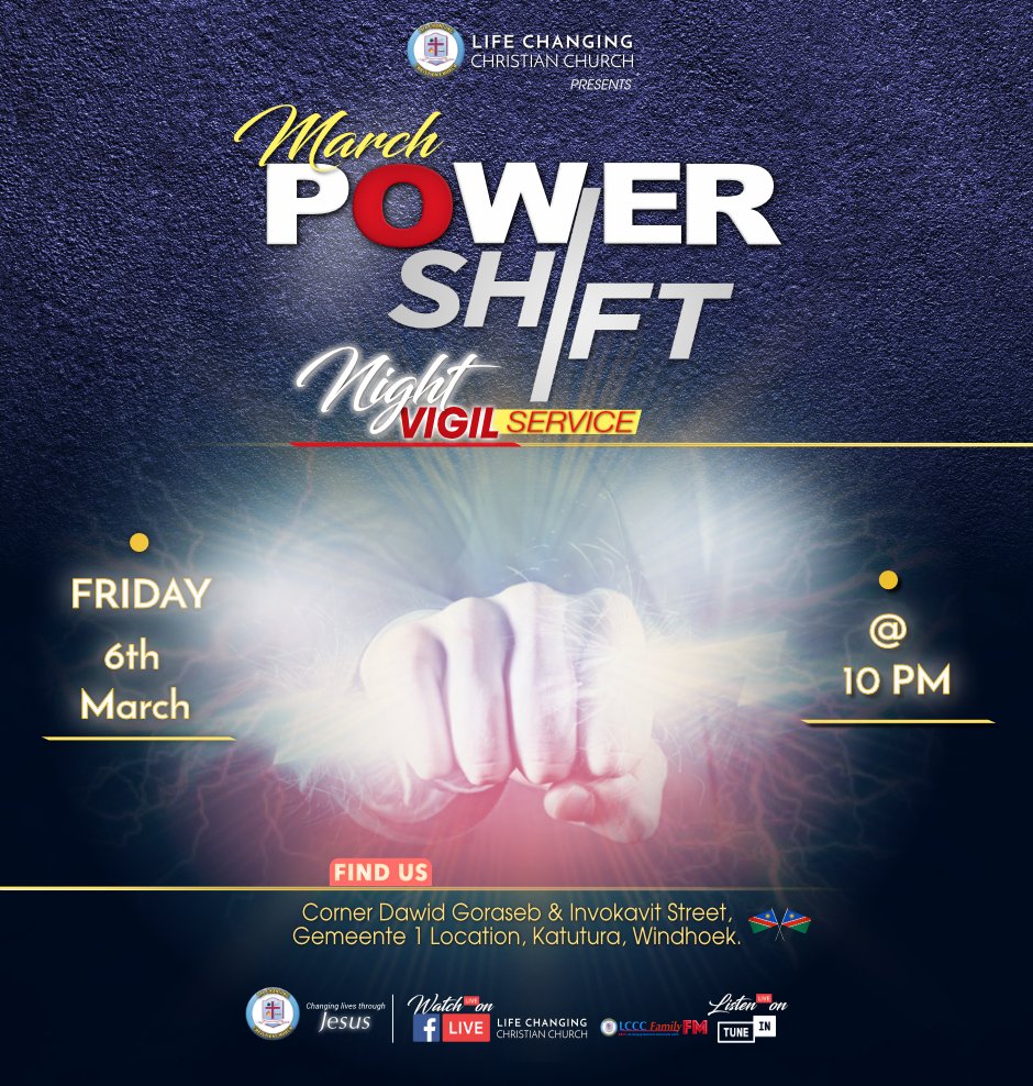 LifeChangersHQ's tweet photo. Join Us tomorrow in our Power Shift Night Vigil service starting @ 10 PM. See you tomorrow in service!
Distance is not a barrier! Stream the service LIVE on facebook and on our internet radio LCCC Family FM https://t.co/JwVQGPUytk #PowerShift #OpenDoorsYear https://t.co/CrfsZfCHzC
