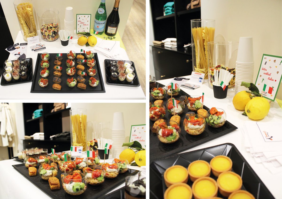 Quelques images du cocktail italien que nous avons livré dans 115 boutiques Maison 123 partout en France la semaine précédente. Nous avons fourni de bons produits sur le thème de l’Italie ainsi qu’un kit déco pour mettre en valeur le cocktail. 
Un challenge gourmand et coloré !