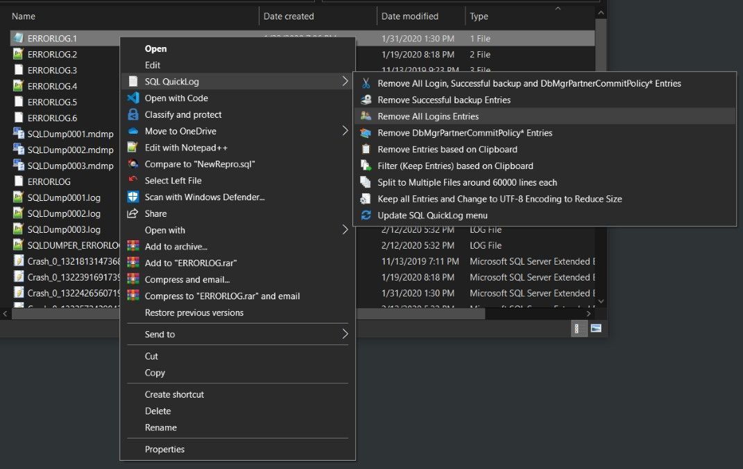 Spectrum_IT's tweet image. 🆘 SQL QuickLog windows context menu for filtering large SQL errorlog files.
github.com/rl-msft/SQLQui… #sqlhelp #QuickLog