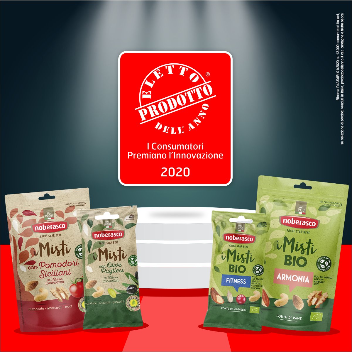 La nostra linea I Misti Bio &amp; Regionali è stata eletta Prodotto dell'Anno 2020 nella categoria Frutta Secca! Grazie a tutti!
#FacileStarbene #ElettoProdottodellAnno2020 🙂 🎉