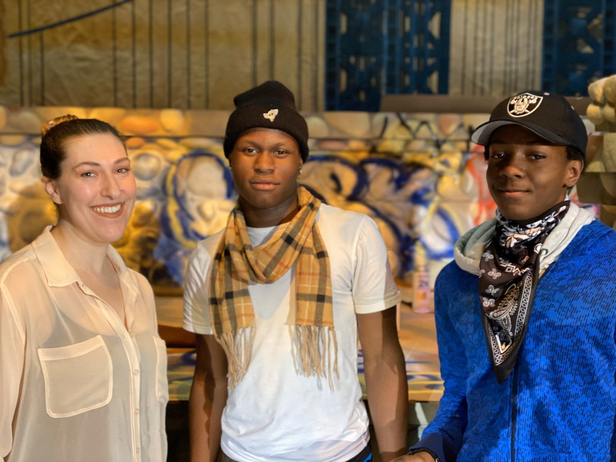 NFA West Teacher Nina Jalbert and student Tyler Walters bring street art to the stage for In The Heights with actor AJ Armstrong who plays the graffiti artist in the cast. <a href="/NFAWest/">NFA WEST</a> #ittakesavillage #bettertogether #NFAmusical #dontmissit