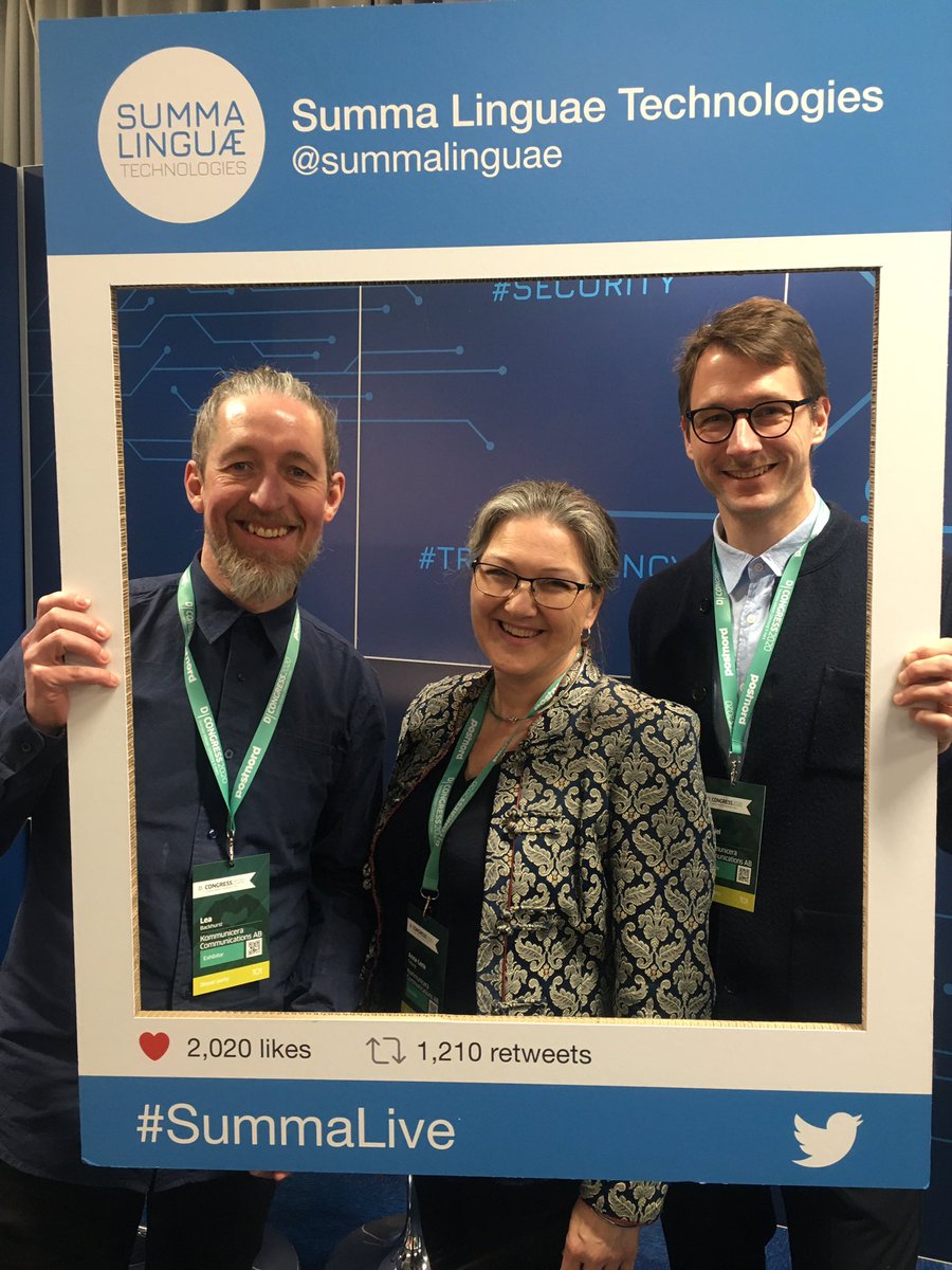 Välkommen till vår monter (G20:13) ) och få dina tweetar från D-Congress översatta live av våra egna översättare. 

#SummaLive #DCongress #ehandel #SummaLinguaeTechnologies