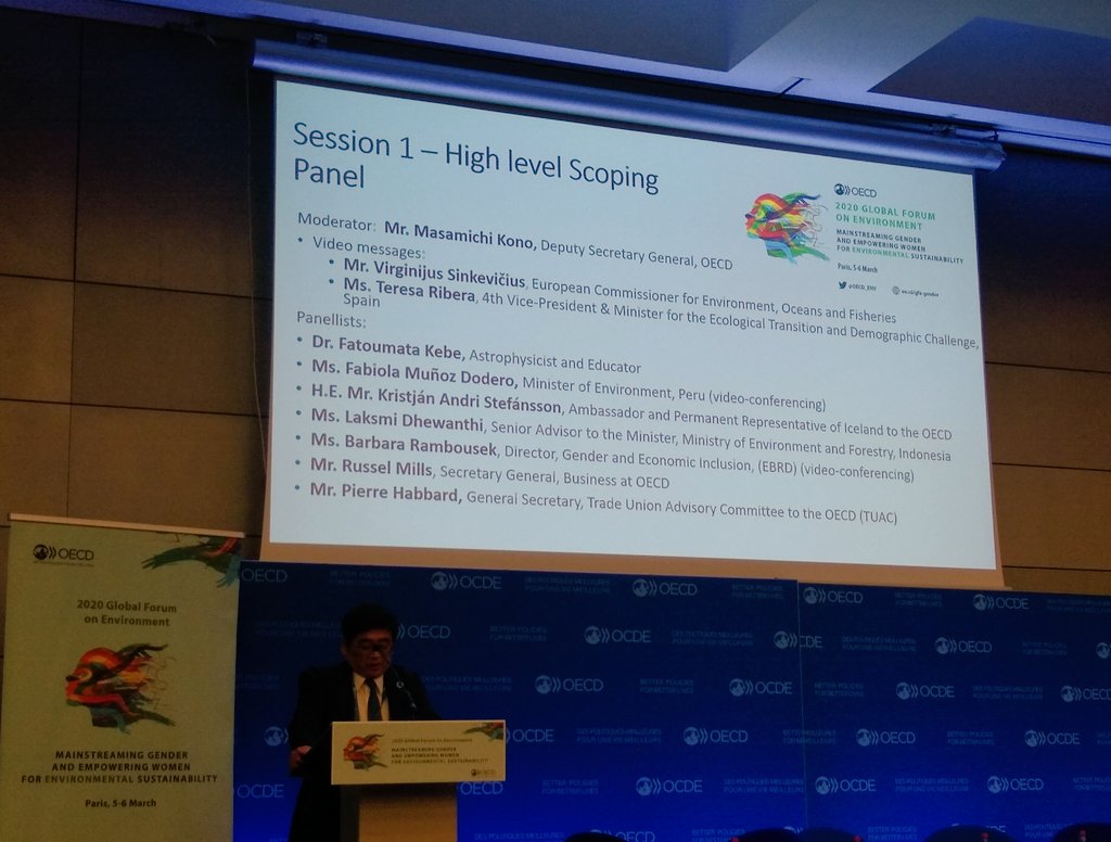 EvaJuliaBernard's tweet photo. Environmental Sustainability can only be achieved if it works for both men and women. Our @barbararambouse delivers a key note speech at @oecd Global Forum on Environment, this year on gender and presents what @ebrd does on the Gender and Green nexus. #genderequality #ebrdgreen https://t.co/hipKbvY84C