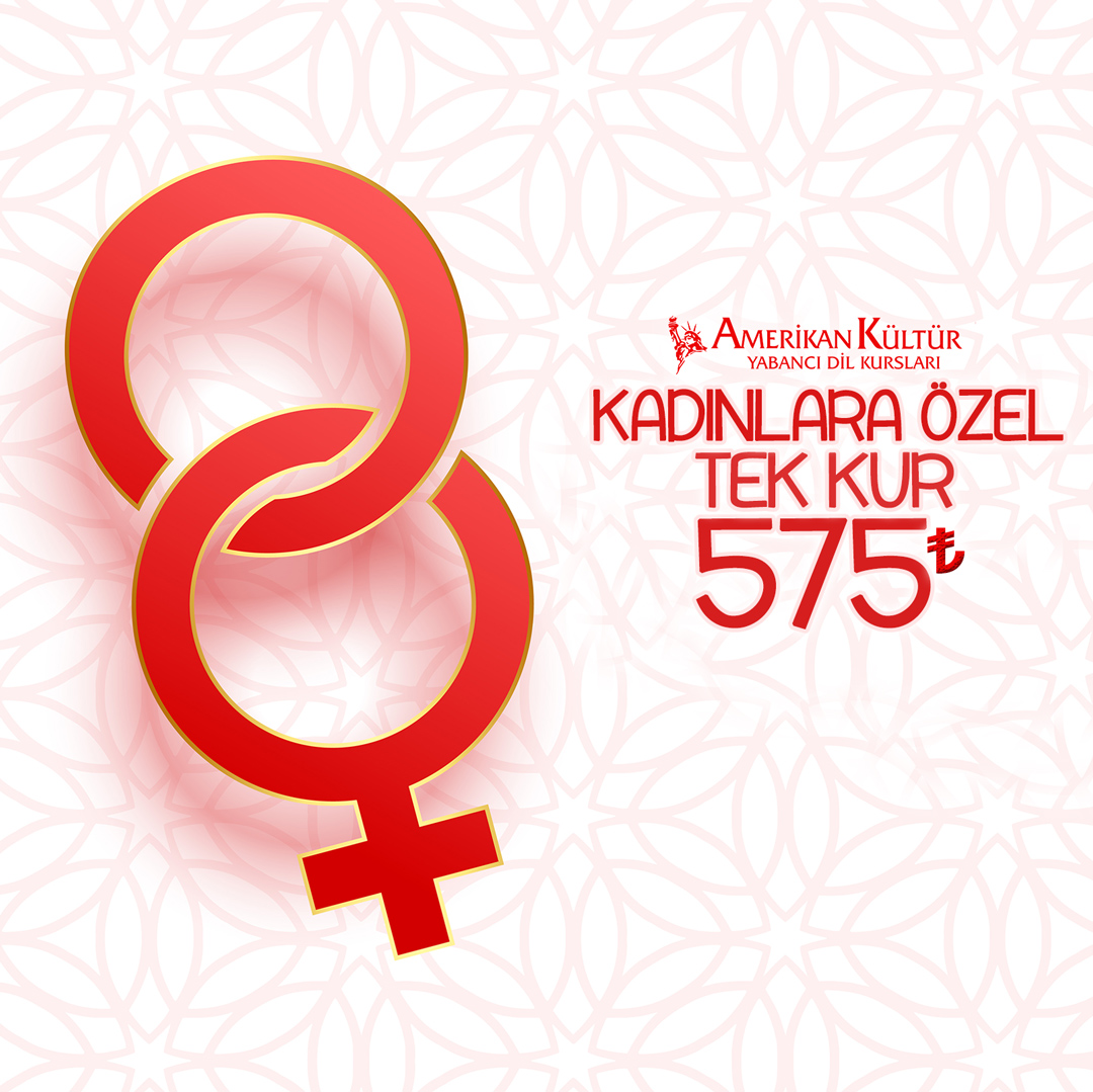 8 Mart Dünya Kadınlar Günü'ne özel indirim. Tüm kadınlarımıza tek kur 575TL. 6-7-8 Mart tarihlerinde geçerlidir. Bize ulaşın:
.
🏢 Metropol ☎️ (0322) 777 06 06 📌 Turgut Özal Blv. 88/103 (Metropol Sineması üzeri)
.
🌍 amerikankulturadana.com