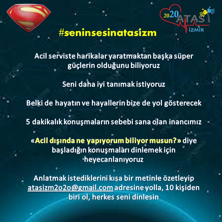 🙋‍♀️🙋‍♂️Acil tıp asistanları
📣 Seslerini duyuruyor
🎙 Kendilerini anlatıyor 
🎉 Sen de bize katılsana
🎯 Başvuru için 25 Mart 2020 son tarih!!
Unutma #seninsesinatasizm 
<a href="/atasizm2020/">ATASİZM2020</a> ye davetlisin!!
<a href="/ATAB2008/">ATAB</a> <a href="/TrTATD/">Türkiye Acil Tıp Derneği - TATD (EMAT)</a>