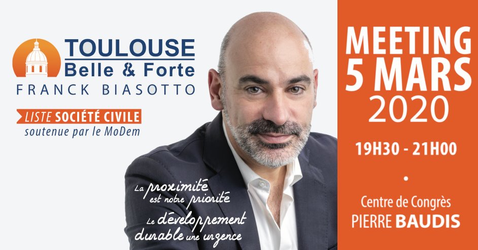 [Toulouse] Le grand rendez-vous <a href="/Tlse_BelleForte/">Toulouse Belle & Forte</a>, c'est ce jeudi 5 mars 2020 à l'espace des Congrès Pierre Baudis. Je vous présenterai celles et ceux qui m'accompagnent, notre programme, nos ambitions pour <a href="/Toulouse/">Toulouse - Mairie et Métropole</a>, pour une municipalité belle et forte ! #Municipales2020