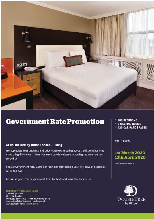 Exclusive Goverment Rate Promotion at Doubletree by Hilton London Ealing! #EXCLUSIVE #Hilton #Offer #London