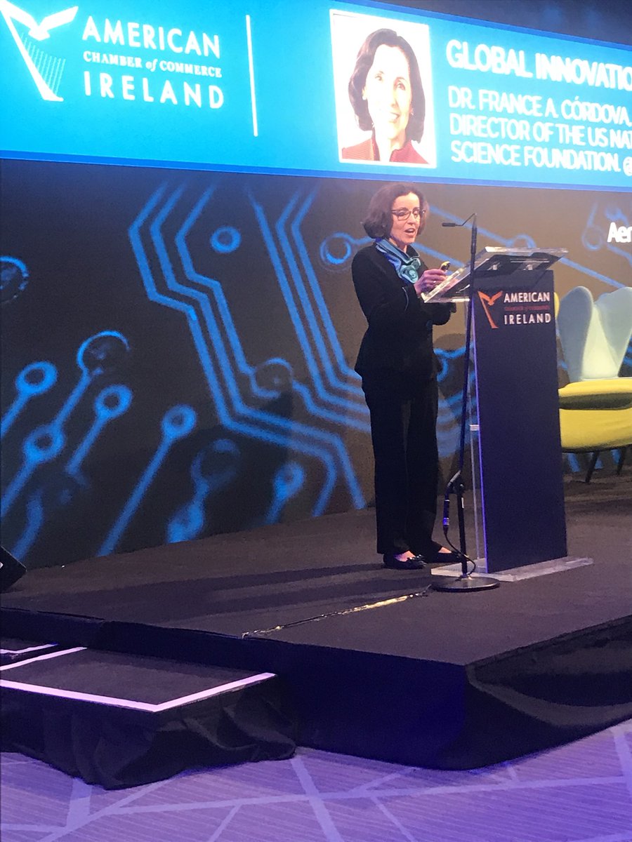 DanMulhall's tweet photo. Honored to help present the @AmericanChamber’s #Kennedy-#Lemass medal to @NSF Director France Córdova, whose roots on her mother’s side are in #Finglas, Dublin. #USIRL20 In her acceptance speech, she highlighted @NSF’s relationship with @scienceirel. https://t.co/yuPdqxgKUY