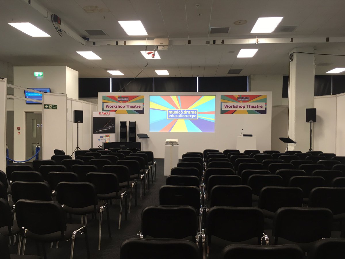 Orchestras4All's tweet photo. In a few hours this room will be full of people making music together! Excited to bring #Modulo magic to @MusicEdExpo at 2.45 in the Workshop Theatre with generous help from @NuvoInstrument, @pBoneOfficial and @NormansMusic https://t.co/uaZzgpr5Kh