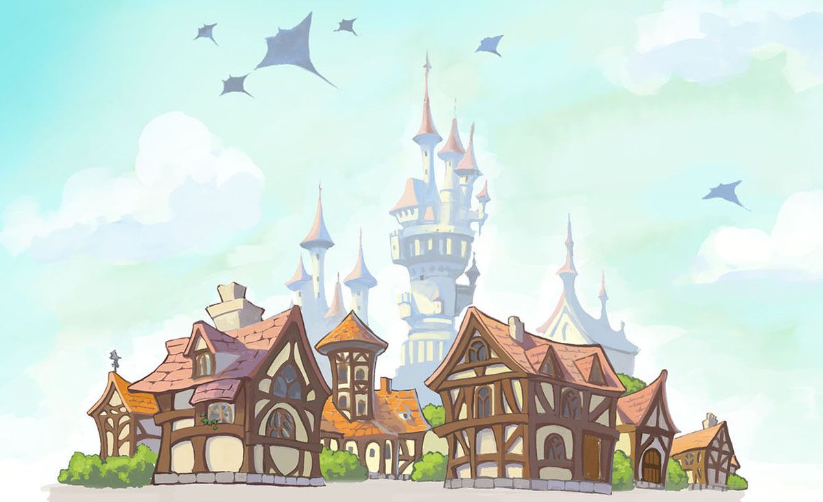 城下町と空飛ぶエイ 出雲寺ぜんすけのイラスト 城下町と空飛ぶエイ 出雲寺ぜんすけのイラスト