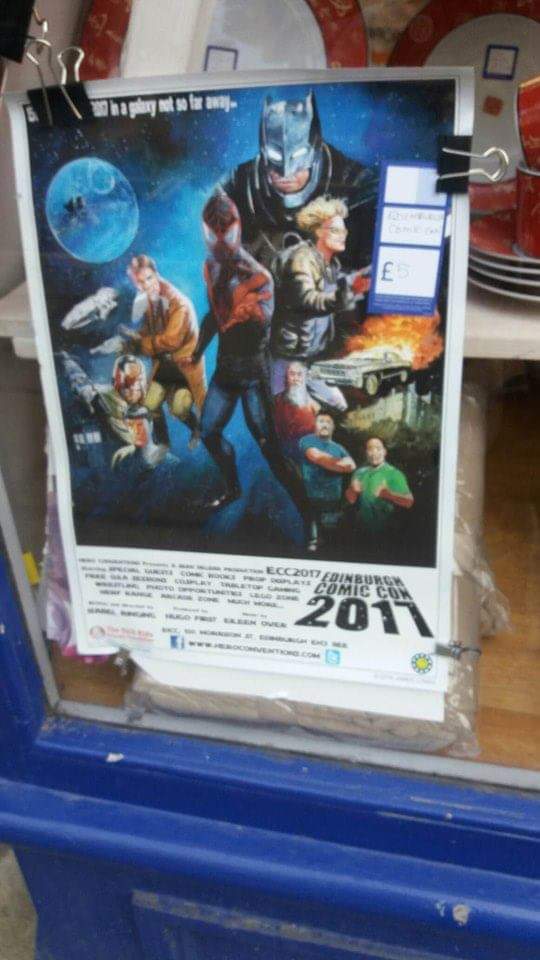 Hang on to those complimentary ECC posters. 

One eagle eyed crew member spotted our 2017 poster in a local charity shop window. 

At five pounds, you'd be hard pushed to get that sort of return elsewhere. 

#edinburghcomiccon #investing