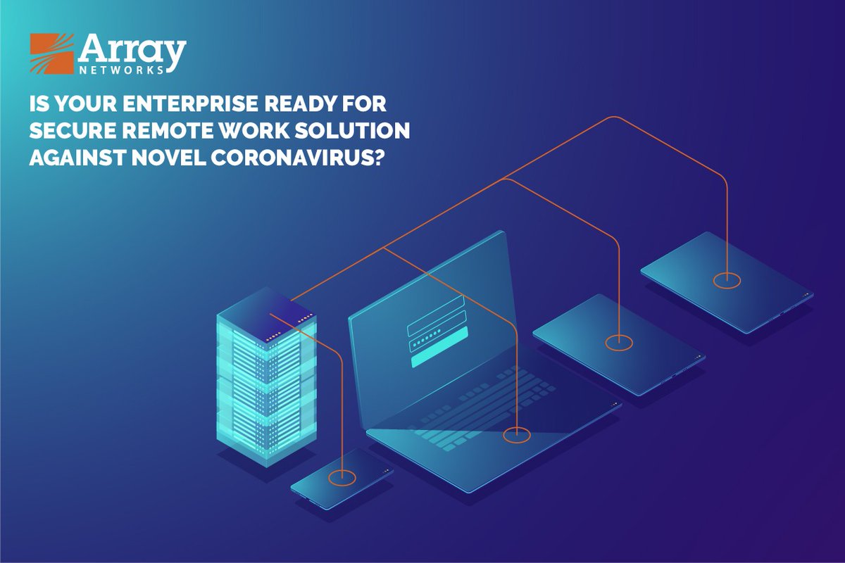 arraynetworks's tweet photo. #ArrayNetworks offers complimentary #remotework solutions to #enterprises planning #workfromhome for their employees. Reach out to your nearest account manager for details. 
https://t.co/2aVTUhX4jA

#security #Coronavirus #COVID19 https://t.co/YUbNm7X0Pf
