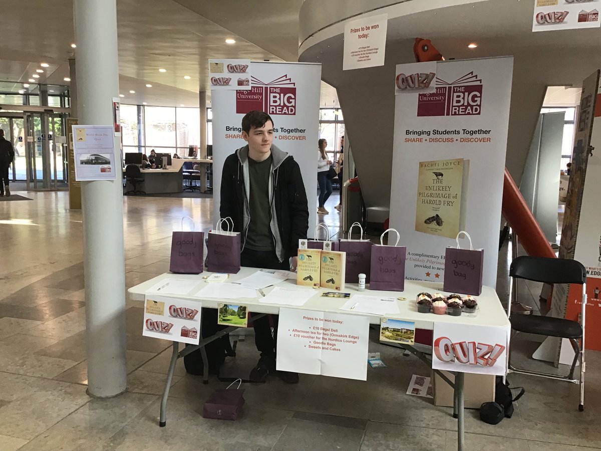 EHUBigRead's tweet photo. Support our final year PR &amp; Politics students with their final year project our Harold stand and quiz for #WorldBookDay https://t.co/7lbyM2ERMp
