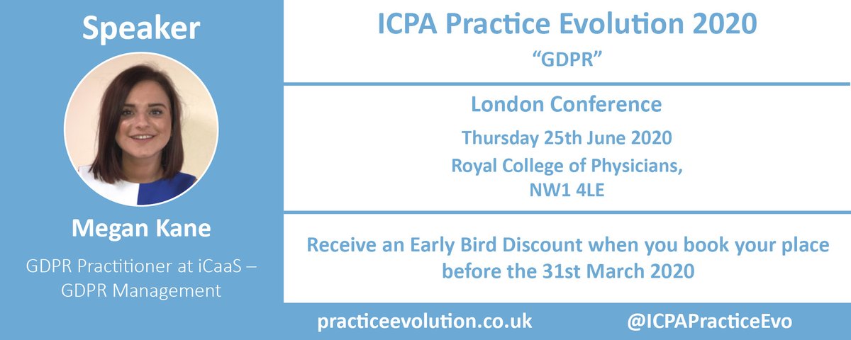 Find out more about the Practice Evolution speaker <a href="/MeganKane_GDPR/">Megan Kane</a> from <a href="/_iCaaS/">iCaaS</a> with her presentation on "GDPR" #London #PracticeEvolution ow.ly/uZ3830q8pBq