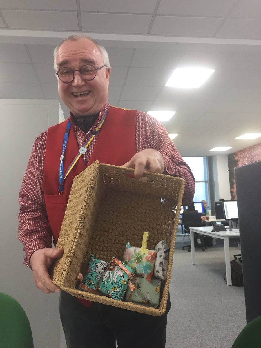 NELFTLetsEngage's tweet photo. The lovely Jeremy from #NELFTcomms is gifting beautiful homemade tissue pouches to colleagues at CEME today! So thoughtful and bringing some sunshine to the office. #TeamNELFT https://t.co/XEN3e9T69P
