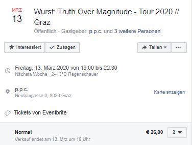 ConchitasWG's tweet photo. @ConchitaWurst ist soeben von einer großartigen Konzert-Tournee an der australischen Ostküste  zurückgekehrt. Nächste Woche spielen #WURST &amp; Band live #TOMtour2020

12.03. #Linz #Posthof 
13.03. #Graz #Radiosoundportal 

https://t.co/AmKvXMIE88
https://t.co/t9z95O5KEL
#Austria https://t.co/yvKng2IFYT
