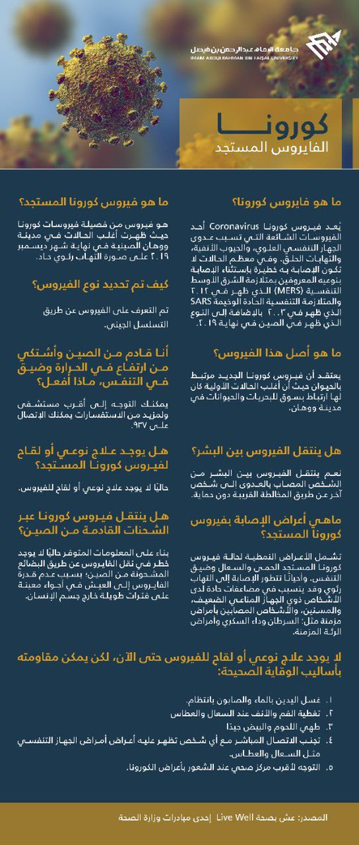 IAU_KFHU's tweet photo. تعريف وخطوات رئيسية للحماية بإذن الله من ڤايروس #كورونا_الجديد
#فيروس_كورونا_المستجدّ #فيروس_كورونا #coronavirus 
#جامعي_الخبر
#جامعة_الإمام_عبدالرحمن_بن_فيصل https://t.co/g7O9mKOURg