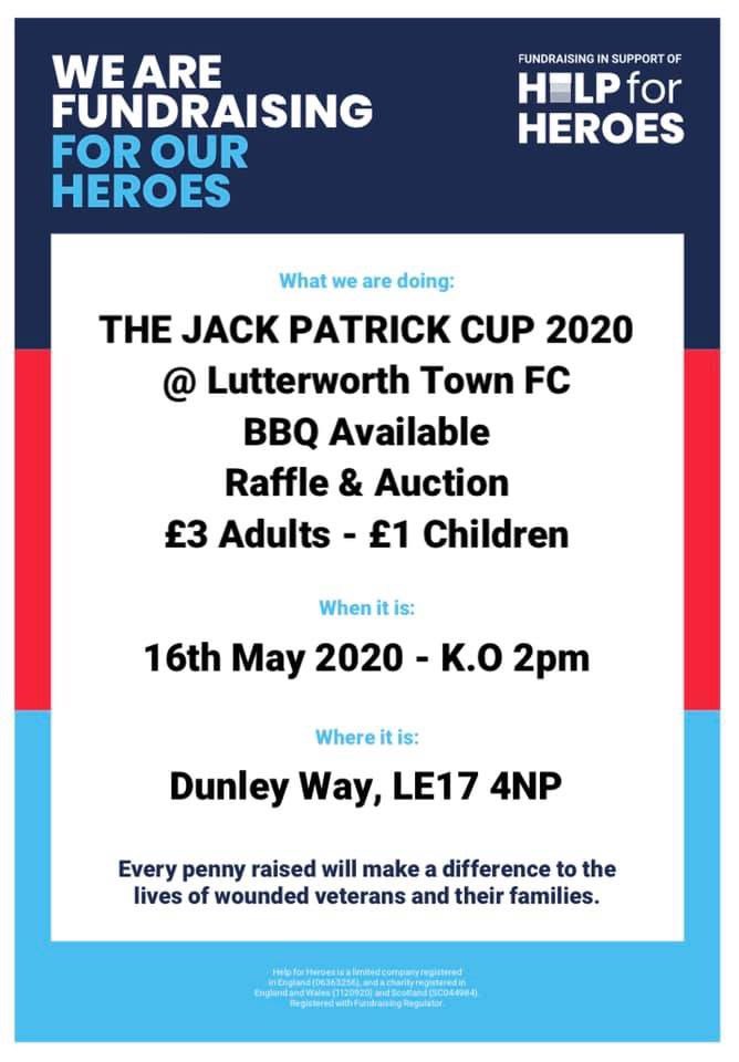 So excited for the annual Jack Patrick Cup. Thanks for organising <a href="/E_Hewins/">Ellis Hewins</a> ! <a href="/JamesJeyesNS/">James Jeyes</a> will be captaining the <a href="/NottsSport/">Notts Sport</a> team, and will be looking for a 5th win in a row! It’s all for <a href="/HelpforHeroes/">Help for Heroes</a> ! Come along for a great day out <a href="/LutterworthFC/">Lutterworth Town </a> !