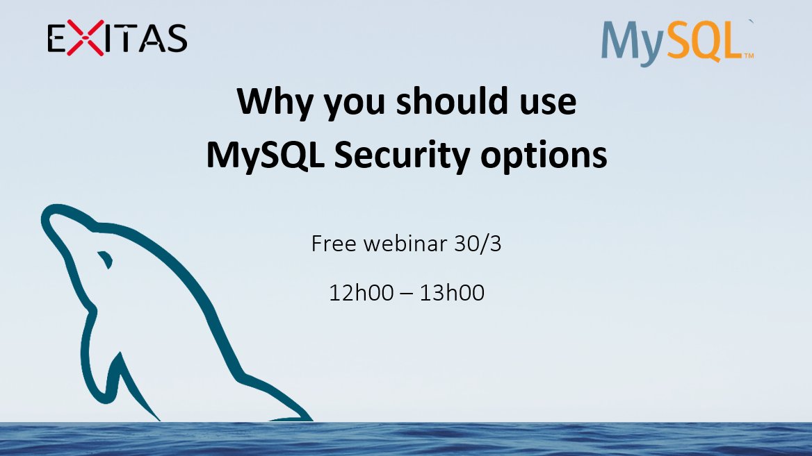 There is only one way to run your MySQL Database🐬 - and that is SAFELY!🔒Want to know how?🤔

Join our🆓webinar by experts <a href="/freshdaz/">Olivier DASINI</a> &amp; @BjornNaessens.

If you can't make it, please register to receive the webinar afterwards.📝

bit.ly/38pGNz9

<a href="/MySQL/">MySQL</a> <a href="/mysql_community/">MySQL Community Team</a>
