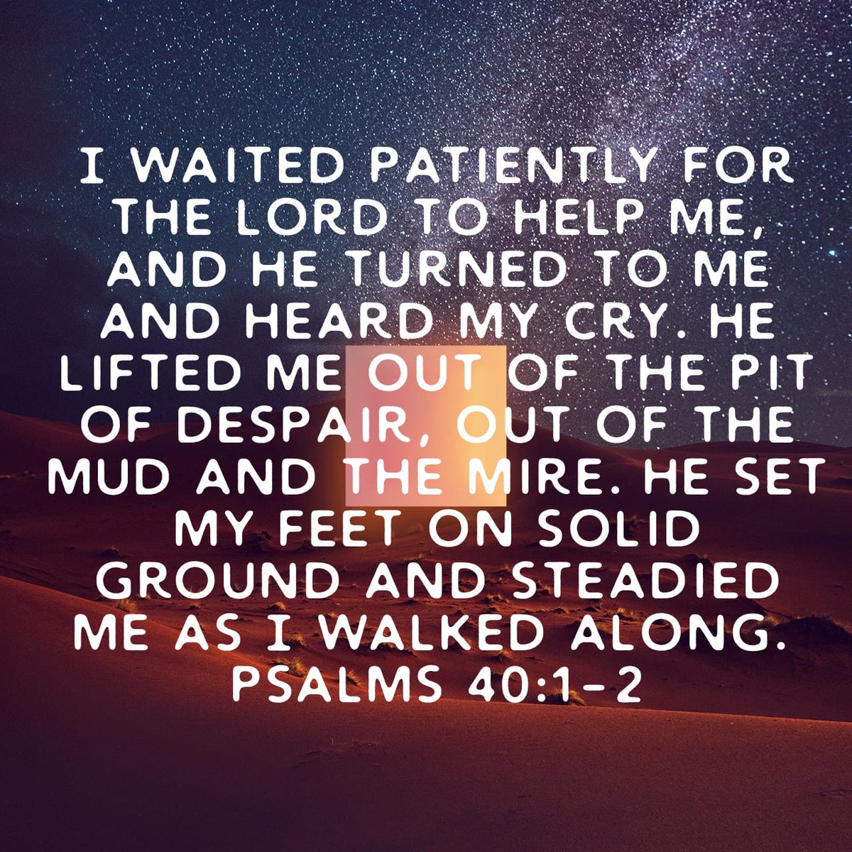 I waited patiently for the Lord to help me, and he turned to me and heard my cry. He lifted me o…
bible.com/bible/116/psa.…