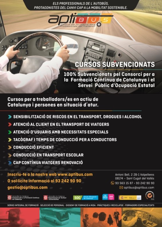 AptibusF's tweet photo. PLACES OBERTES: CURS CAP CONTINUA 35 hores Viatgers
– AULA APTIBUS – SANT CUGAT DEL VALLÈS 
CONSORCI PER A LA FORMACIÓ CONTINUA
Subvencionat 100%– sense cap cost per el participant
De 08:00 a 15:00
MARÇ
DISSABTE 21 I 28
ABRIL
DISSABTE 4, 18 I 25
93.242.90.90 gestio@aptibus.com https://t.co/5QImrxzqpR
