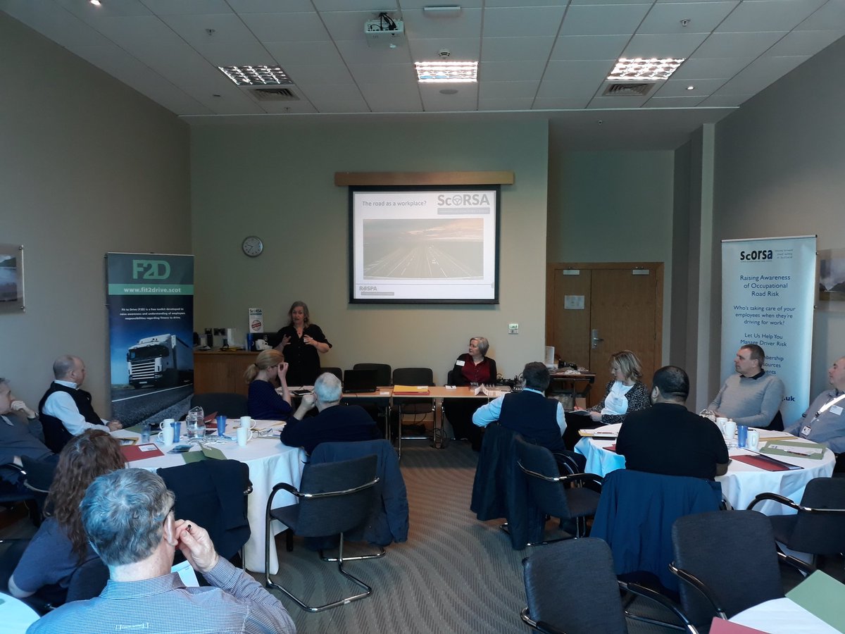 occroadsafety's tweet photo. "Roughly a quarter of all road accidents in the UK involve someone who was driving for work" 

@DrKMcDonnell outlines the importance of improving approaches to managing  occupational road risk at the ScORSA workshop this morning. #RoadSafety #Drivingforwork https://t.co/vjMY3bHDge