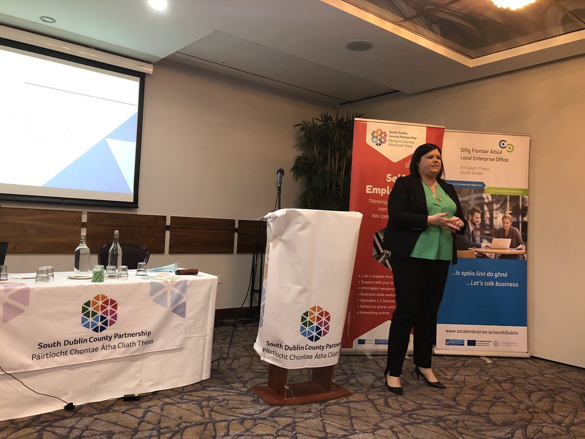Citywestb2b's tweet photo. Sorcha Finucane of TrainedIn has the floor at the #EnterpriseWeek LEO event in @MaldronTallaght talking about her journey in business and life. #MakingItHappen https://t.co/9ZlES1KJQO