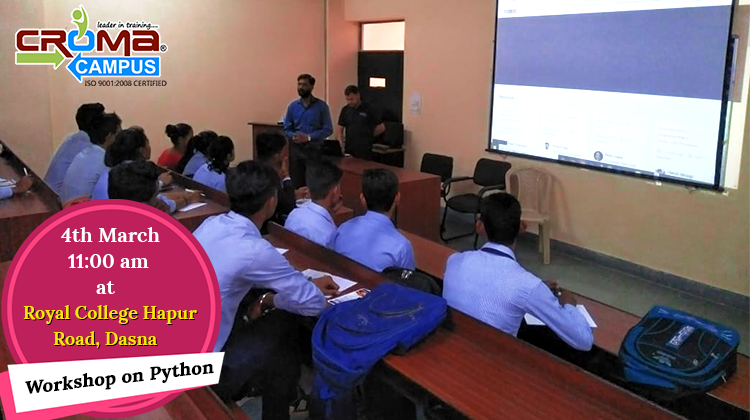 CromaCampus's tweet photo. Croma Campus (P) Ltd.organized
Python Workshop at Royal College (Hapur Road, Dasna)

#Python_workshop #training #Royalcollege #Hapur https://t.co/G5yr4ocq8v