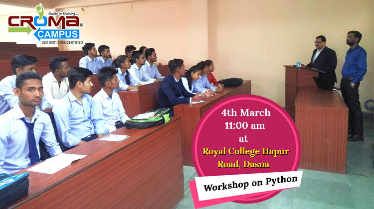 CromaCampus's tweet photo. Croma Campus (P) Ltd.organized
Python Workshop at Royal College (Hapur Road, Dasna)

#Python_workshop #training #Royalcollege #Hapur https://t.co/G5yr4ocq8v