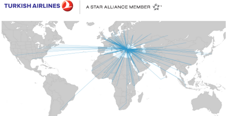 турецкие авиалинии карта
