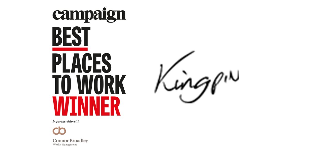 We're thrilled to announce that Kingpin has once again been listed in <a href="/Campaignmag/">Campaign</a>'s Top 50 Best Places to Work. A massive congratulations goes out to everyone else who made the list! #CampaignMagazine #BestPlacesToWork