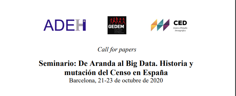 GEDEM_CED's tweet photo. 📢📢Os invitamos a enviar propuestas, que aborden la evolución histórica de los censos, antes del 1 de mayo de 2020 a secretaria@adeh.org. 
👉👉https://t.co/tRu38zPlNw

#BigData @ADEH_demografia @CEDemografia https://t.co/xIrLjQu4TO