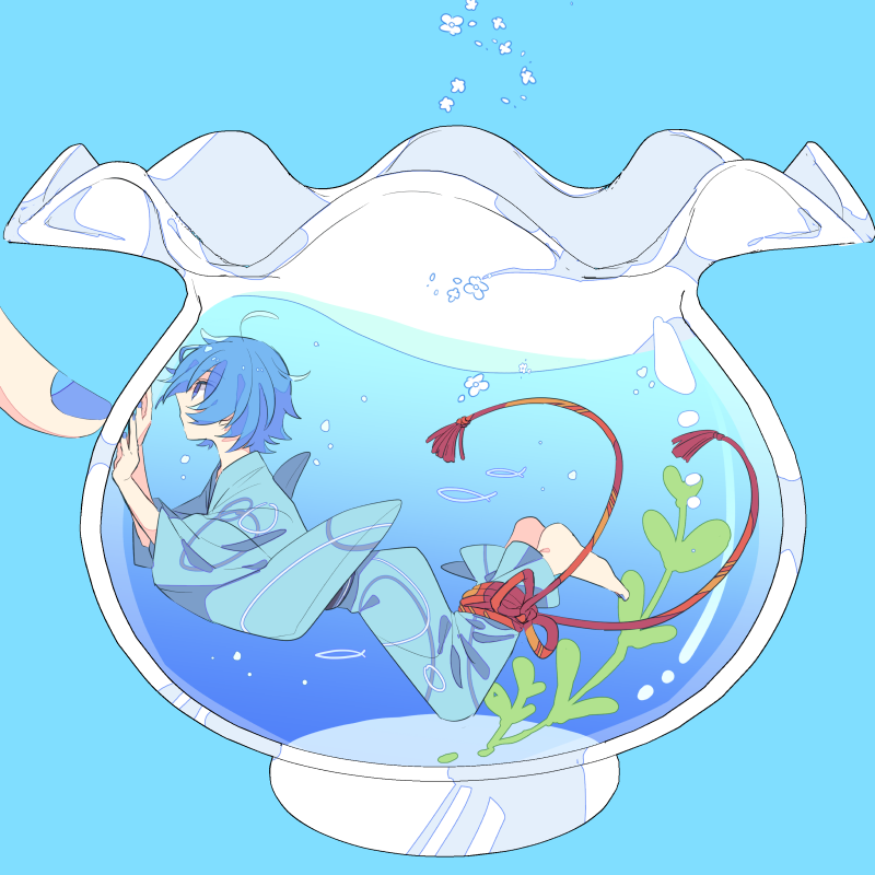 「青い金魚 」|由杞のイラスト