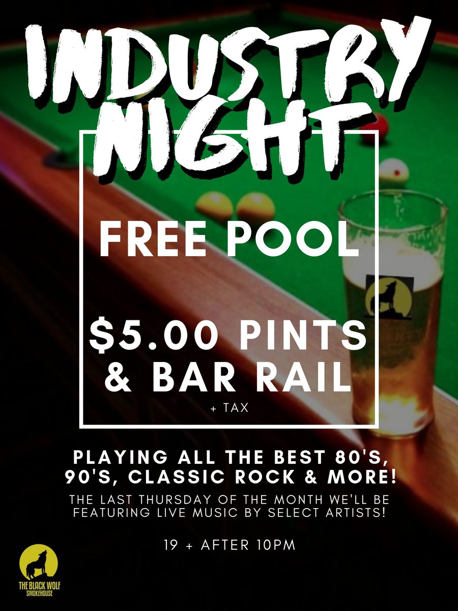 blackwolf_smoke's tweet photo. Thirsty Thursday? Slursday? Oh whatever, just come out and enjoy cheap drinks and free pool! https://t.co/PAfxP5c5C2