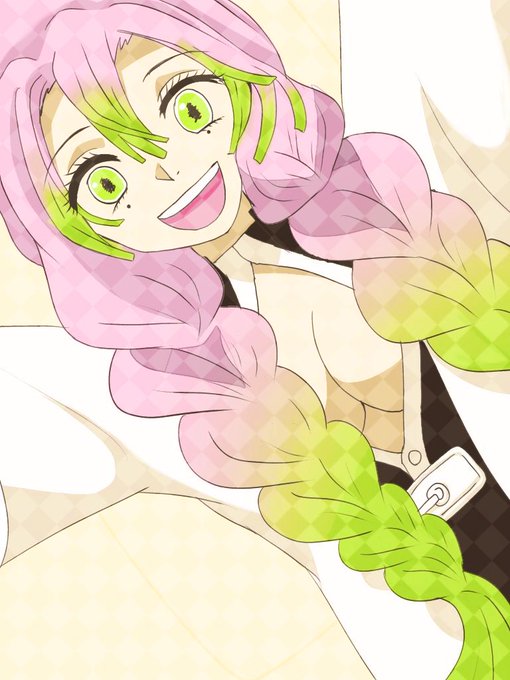 みそ0u0さんがTwitterに投稿した甘露寺蜜璃(鬼滅の刃)のイラスト。