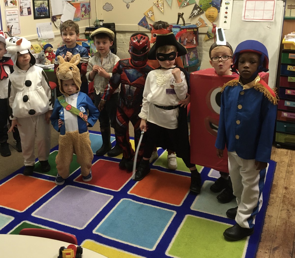 SedleysPrimary's tweet photo. We celebrated reading on World Book Day with a book swop organised by Sir John Sedley PFA.  The children dressed up as a character from a book and we had some historical, funny and serious costumes, but all were brilliant. Here is the YR class with the grown ups in costume too. https://t.co/EygQBkOzWb