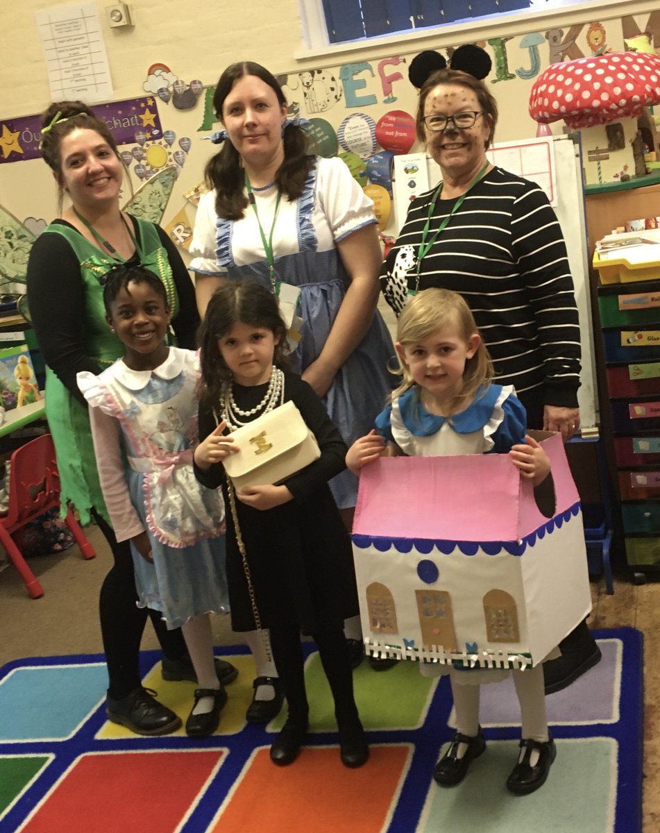 SedleysPrimary's tweet photo. We celebrated reading on World Book Day with a book swop organised by Sir John Sedley PFA.  The children dressed up as a character from a book and we had some historical, funny and serious costumes, but all were brilliant. Here is the YR class with the grown ups in costume too. https://t.co/EygQBkOzWb