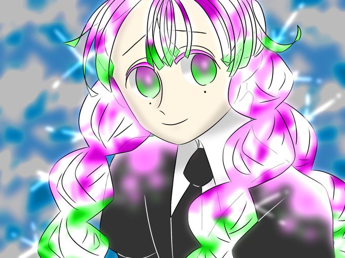 紅槻咲さんがTwitterに投稿した甘露寺蜜璃(鬼滅の刃)のイラスト。