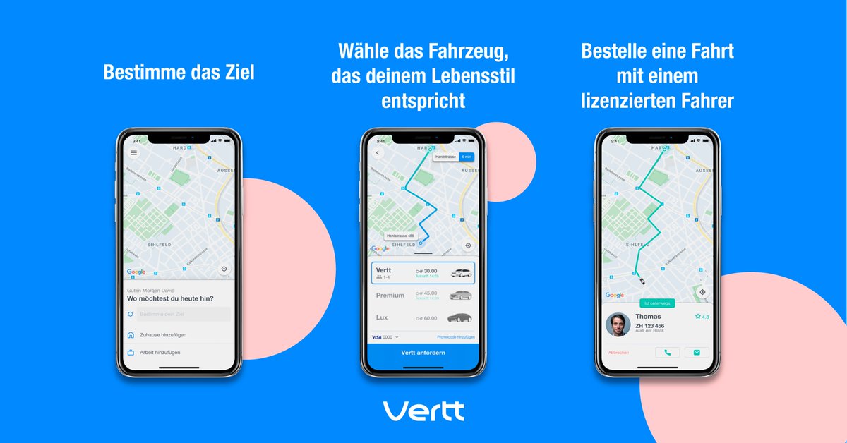 VerttCH's tweet photo. #Vertt ist ein einfacher #Service. Die Fahrgäste können in wenigen Sekunden ein Profil erstellen, eine #Fahrt bestellen, einsteigen und mit uns durchstarten. 

Jetzt Vertt #App herunterladen und 50% Rabatt sichern. https://t.co/WtgRzDXTWb