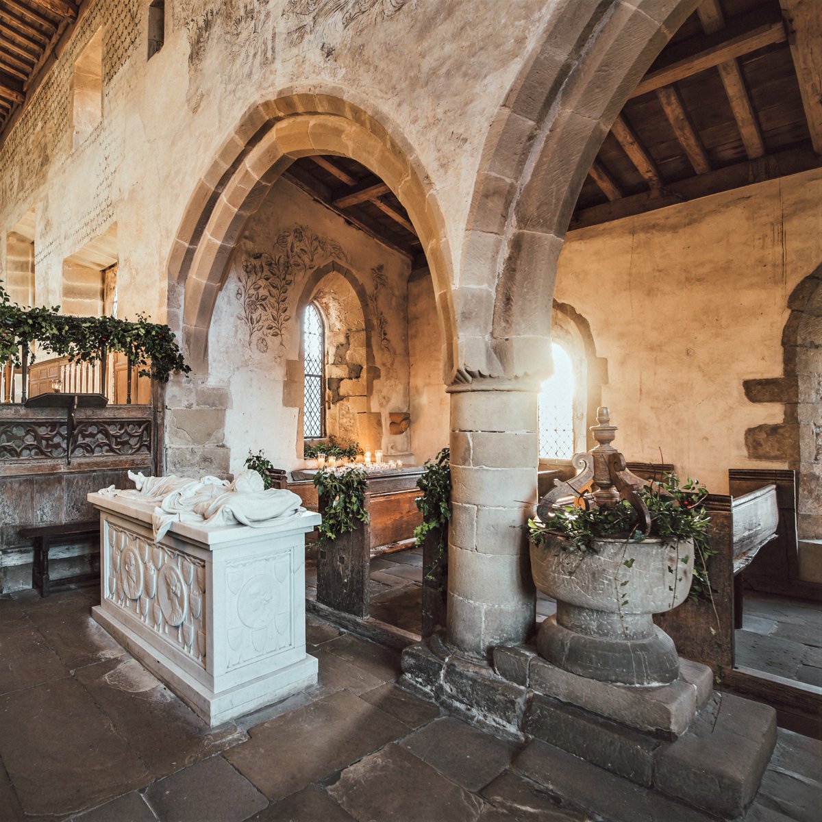 The Chapel at Haddon Hall is still used and cherished by the Manners family.

Containing some of the oldest masonry within the building, the chapel is adorned by exquisite, 14th century fresco seccoes.

Discover the story of our beautiful chapel: haddonhall.co.uk