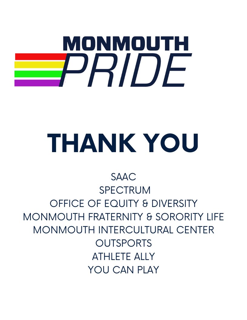 And a huge thank you to <a href="/outsports/">Outsports</a>, <a href="/YouCanPlayTeam/">You Can Play</a>, and <a href="/AthleteAlly/">Athlete Ally</a> for supporting all athletes and promoting a safe environment in which to play. ⚽️🏀🏈⚾️🥎🎾🥍🏒🏑⛳️🎳

<a href="/MonmouthHawks/">Monmouth Hawks</a> x #Pride🏳️‍🌈