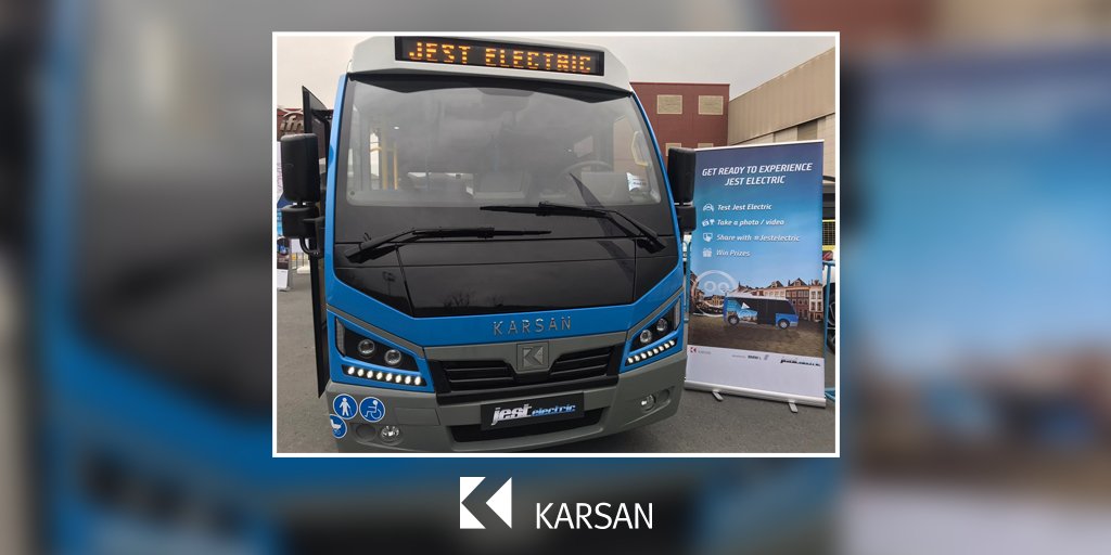 KarsanTR's tweet photo. Siz de sektöründe öncü aracımızı Jest Electric'i deneyimlemek istiyorsanız, test sürüşümüze davetlisiniz!
#Karsan #JestElectric #Busworld2020 https://t.co/0OZhCzxmos